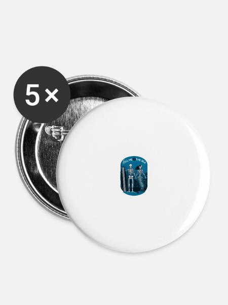 Wassersport - Buttons groß 56 mm (5er Pack) - Weiß