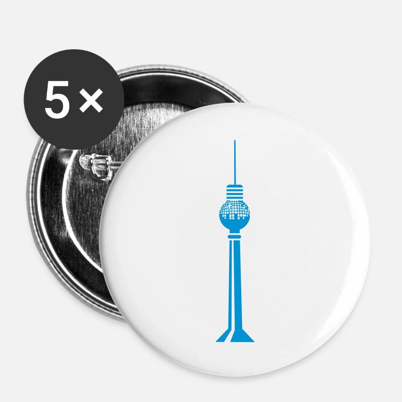 Berliner Fernsehturm - TV Tower Berlin - Buttons large 2.2''/56 mm (5-pack) - white