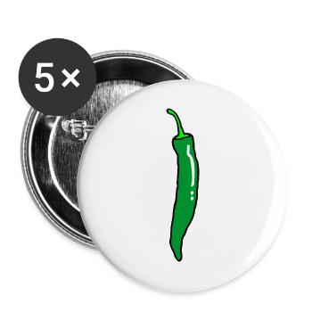Hot chilli pepper chilli peppers - Buttons large 2.2''/56 mm (5-pack) - white - Front