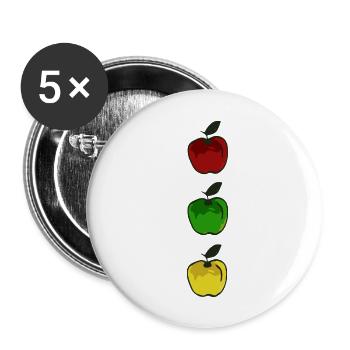 Pommes multicolores / pommes colorées - Lot de 5 grands badges (56 mm) - blanc - Devant