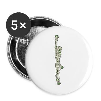 Tall Mummy Cartoon lustiges Halloween-Taschendesign - Buttons groß 56 mm (5er Pack) - Weiß - Vorne