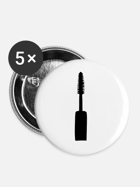 Wimperntusche Mascara Kosmetik Geschenk Kosmetiker - Buttons groß 56 mm (5er Pack) - Weiß