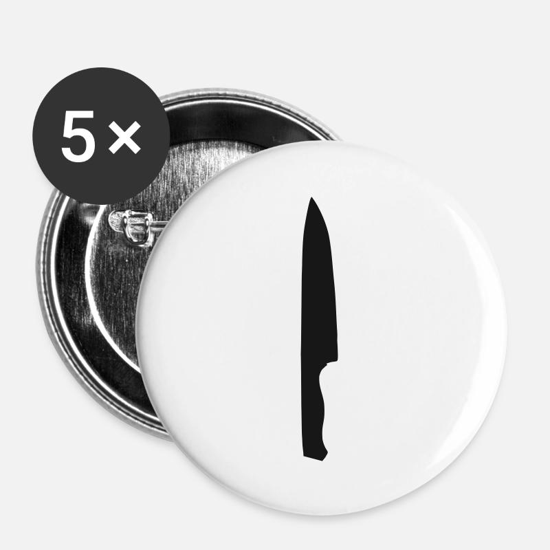 Knife Silhouette - Buttons large 2.2''/56 mm (5-pack) - white