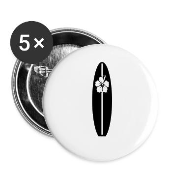 Surf und Hibiskus - Buttons groß 56 mm (5er Pack) - Weiß - Vorne