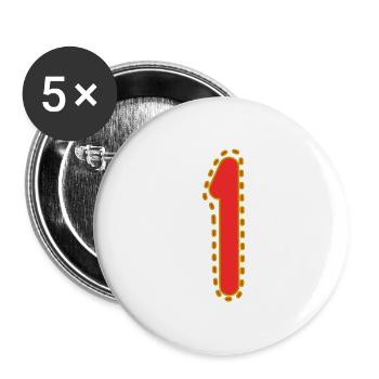 1. 1 JAHR. 1. JAHRESTAG. 1 JAHR GEBURTSTAG - Buttons groß 56 mm (5er Pack) - Weiß - Vorne
