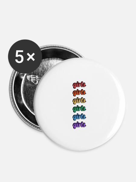 Lesbische Mädchen Regenbogen Text - Buttons groß 56 mm (5er Pack) - Weiß