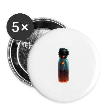 Gezeichnete Trinkflasche - Buttons groß 56 mm (5er Pack) - Weiß - Vorne