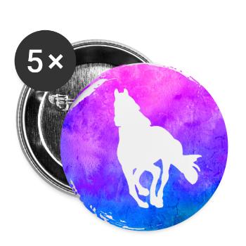 Chevaux Animal Aquarelle Art - Lot de 5 grands badges (56 mm) - blanc - Devant