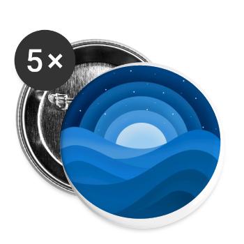 Nacht Meer - Buttons groß 56 mm (5er Pack) - Weiß - Vorne