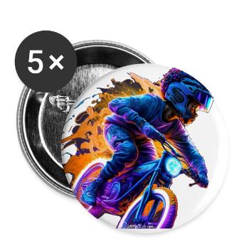 Jeune moto BMX afro-allemand afro-américain bi - Lot de 5 grands badges (56 mm) - blanc - Devant