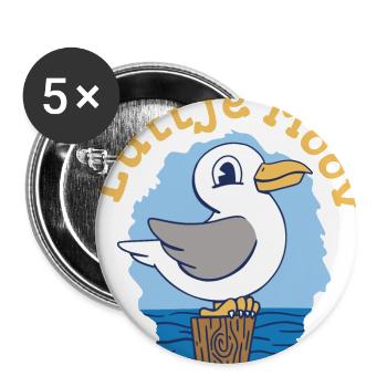 Lüttje Mööv Plattdeutsch kleine Möwe - Buttons groß 56 mm (5er Pack) - Weiß - Vorne