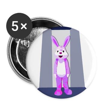 Rosaroter Hase - Buttons groß 56 mm (5er Pack) - Weiß - Vorne