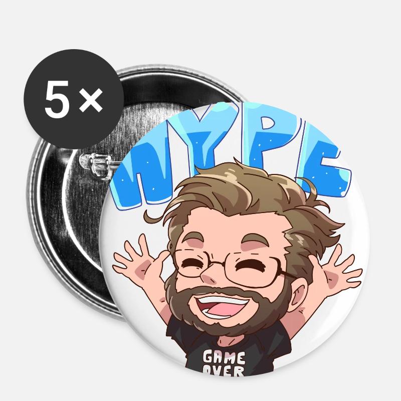 Hyped Manny - Buttons large 2.2''/56 mm (5-pack) - white