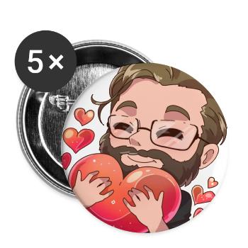 Heart Manny - Buttons groß 56 mm (5er Pack) - Weiß - Vorne