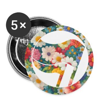 Antifa et fleurs - Lot de 5 grands badges (56 mm) - blanc - Devant