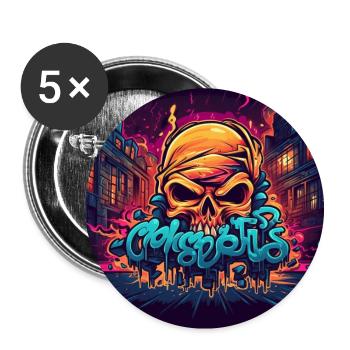 Graffiti Crâne - Lot de 5 grands badges (56 mm) - blanc - Devant