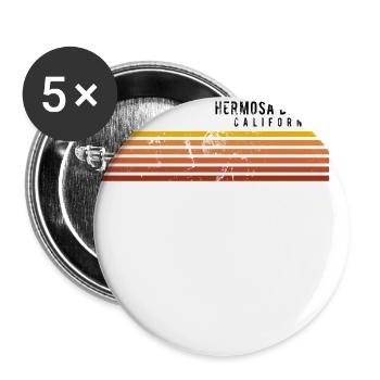 Retro Hermosa Beach Californie Vintage Vacances - Lot de 5 grands badges (56 mm) - blanc - Devant