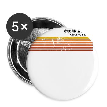 Retro Ocean Beach Californie Vintage Vacances - Lot de 5 grands badges (56 mm) - blanc - Devant
