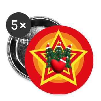Lustige Weihnachtsbäume mit Herz und Stern. - Buttons groß 56 mm (5er Pack) - Weiß - Vorne