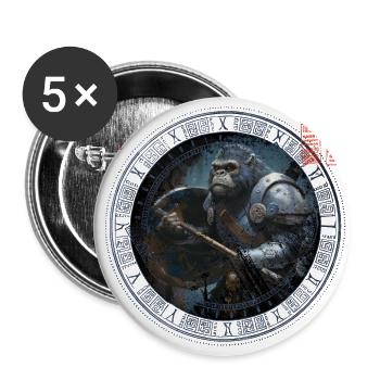 Chemise de jeu de société, jeu de société, singe en colère Axeman - Lot de 5 grands badges (56 mm) - blanc - Devant