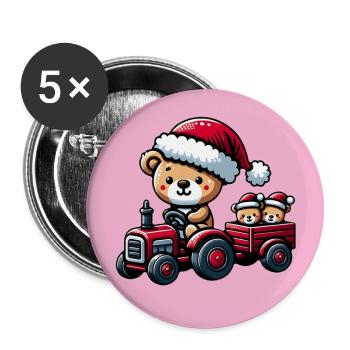 Teddy as Santa Claus with tractor - Buttons large 2.2''/56 mm (5-pack) - white - Front