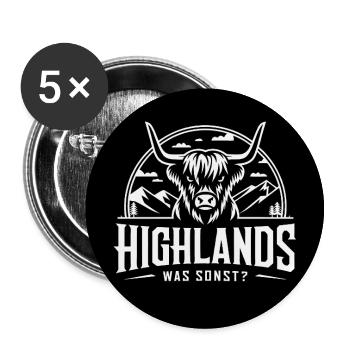 Highlands was sonst Highlandgrafik - schottisches - Buttons groß 56 mm (5er Pack) - Weiß - Vorne