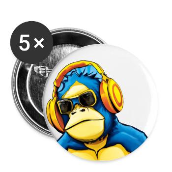 Monkey Dj - Lot de 5 grands badges (56 mm) - blanc - Devant