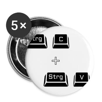 Strg c Strg v Tastatur Computer Copy Geschenk - Buttons groß 56 mm (5er Pack) - Weiß - Vorne