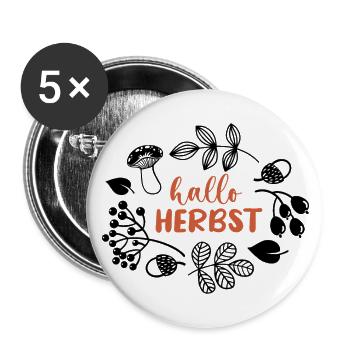 hallo Herbst - Herbstkranz - Buttons groß 56 mm (5er Pack) - Weiß - Vorne