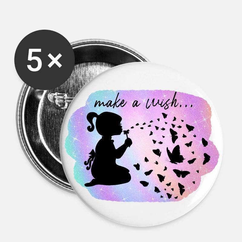 Makeawish - Buttons large 2.2''/56 mm (5-pack) - white
