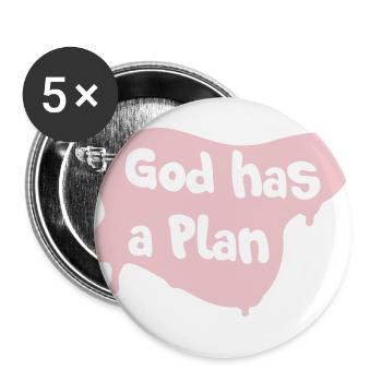 Gott hat einen Plan - Buttons groß 56 mm (5er Pack) - Weiß - Vorne