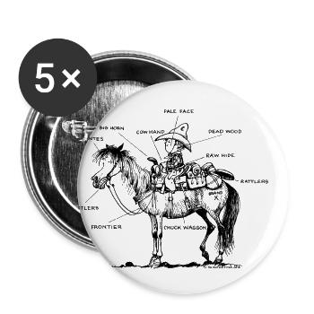 Thelwell 'Learning Western riding' - Buttons large 2.2''/56 mm (5-pack) - white - Front