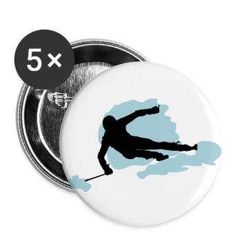 Skifahrer - Buttons groß 56 mm (5er Pack) - Weiß - Vorne