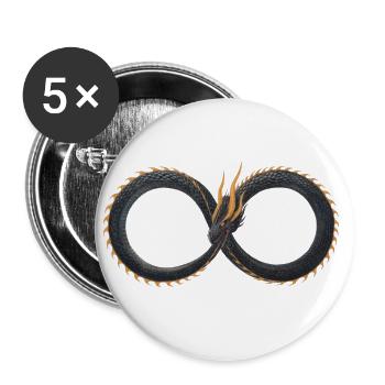 Ouroboros Dragon - Occult Infinity Symbol - Buttons large 2.2''/56 mm (5-pack) - white - Front
