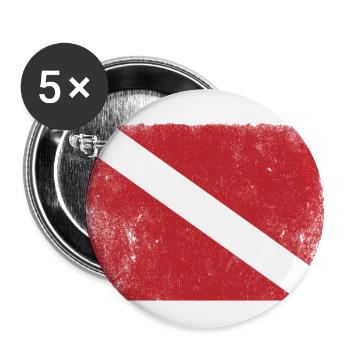 Drapeau Plongée Plongée Plongée Plongée Sous-marine Symbole de signal - Lot de 5 grands badges (56 mm) - blanc - Devant