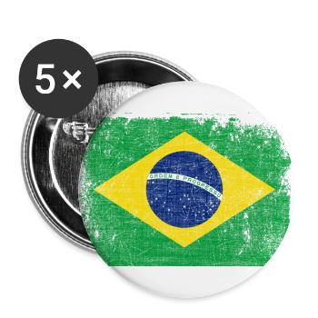 Flag Brazil Vintage Flag Rio de Janeiro Idea - Buttons large 2.2''/56 mm (5-pack) - white - Front