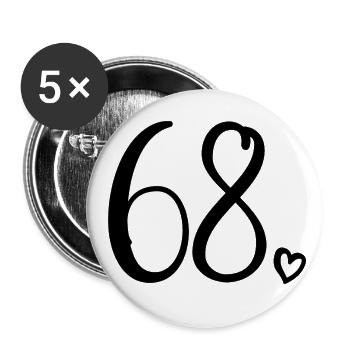 Cute Number 68, 68 Years Old, 68th Birthday Gift - Buttons large 2.2''/56 mm (5-pack) - white - Front