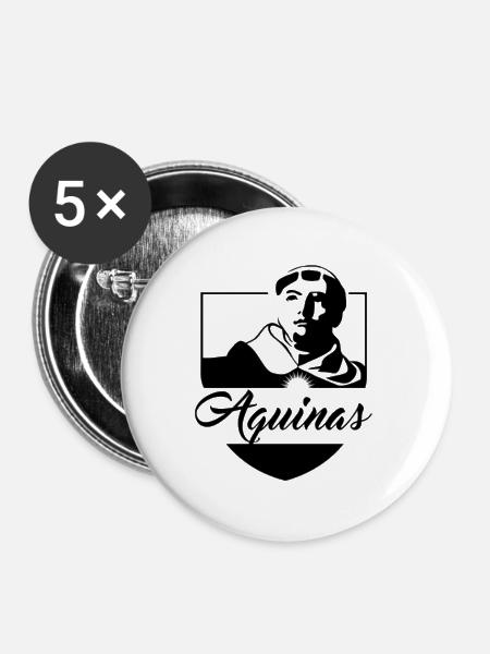 AQUINAS LOGO Black - Buttons groß 56 mm (5er Pack) - Weiß