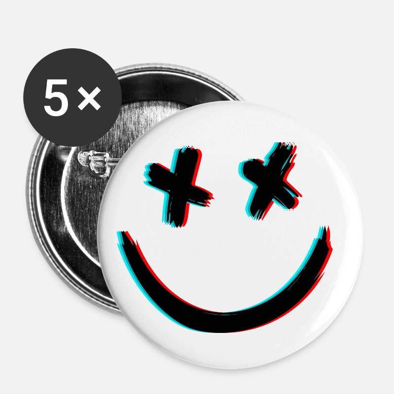 DEAD SMILE 3D - Buttons groß 56 mm (5er Pack) - Weiß
