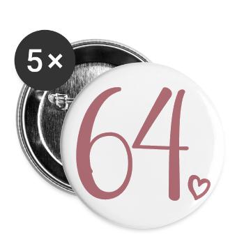 Cute Number 64, 64 Years Old, 64th Birthday Gift - Buttons large 2.2''/56 mm (5-pack) - white - Front