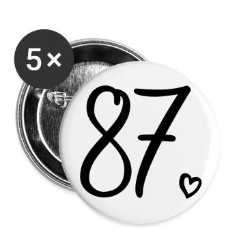 Süße Nummer 87, 87 Jahre alt, Geschenk zum 87. Geburtstag - Buttons groß 56 mm (5er Pack) - Weiß - Vorne