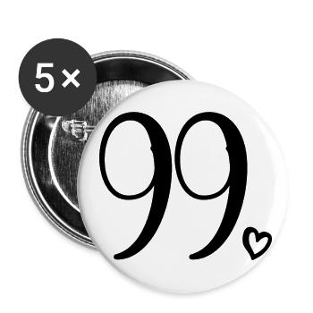 Cute Number 99, 99 Years Old, 99th Birthday Gift - Buttons large 2.2''/56 mm (5-pack) - white - Front