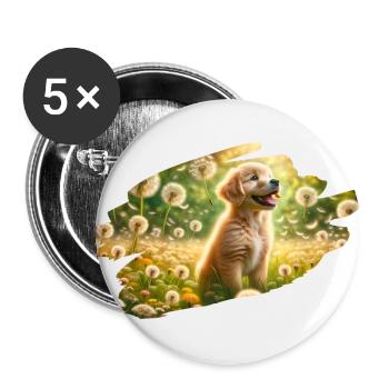 Golden Retriever puppy joy - Buttons large 2.2''/56 mm (5-pack) - white - Front