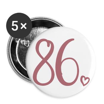 Süße Nummer 86, 86 Jahre alt, Geschenk zum 86. Geburtstag - Buttons groß 56 mm (5er Pack) - Weiß - Vorne
