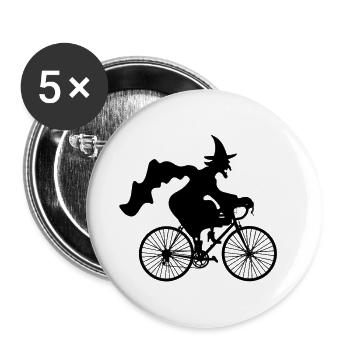 Sorcière à vélo - Lot de 5 grands badges (56 mm) - blanc - Devant