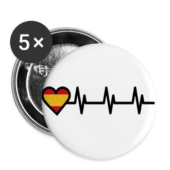 Electrocardiogramme Coeur Espagne - Lot de 5 grands badges (56 mm) - blanc - Devant