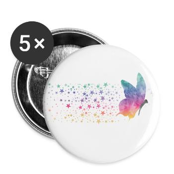 Butterfly - Rainbow Stardust - Buttons large 2.2''/56 mm (5-pack) - white - Front