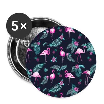 FLAMINGUES TROPICALES - Lot de 5 grands badges (56 mm) - blanc - Devant