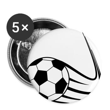 Fußball, Ball, Soccer, Football, Schuss, Tor - Buttons groß 56 mm (5er Pack) - Weiß - Vorne