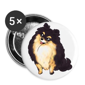 Pompon noir beige - Lot de 5 grands badges (56 mm) - blanc - Devant